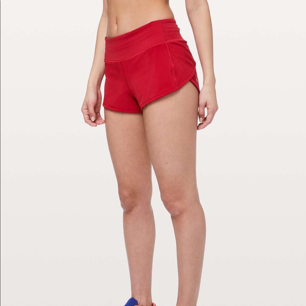 lululemon speed up short size 2 red 2.5 inch